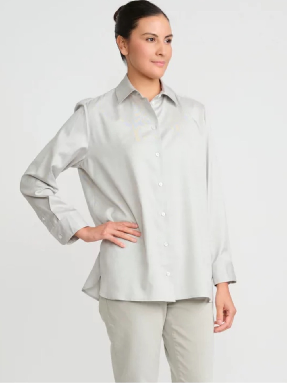 Sisilia Silk Shirt in Rattan Grey
